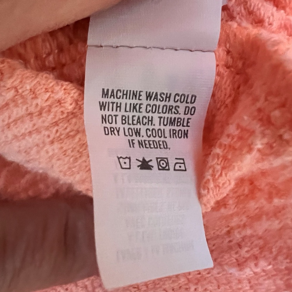 Aerie Crewneck Textured Sweatshirt Coral Peach Pullover Top Women's S‎ - Picture 6 of 6